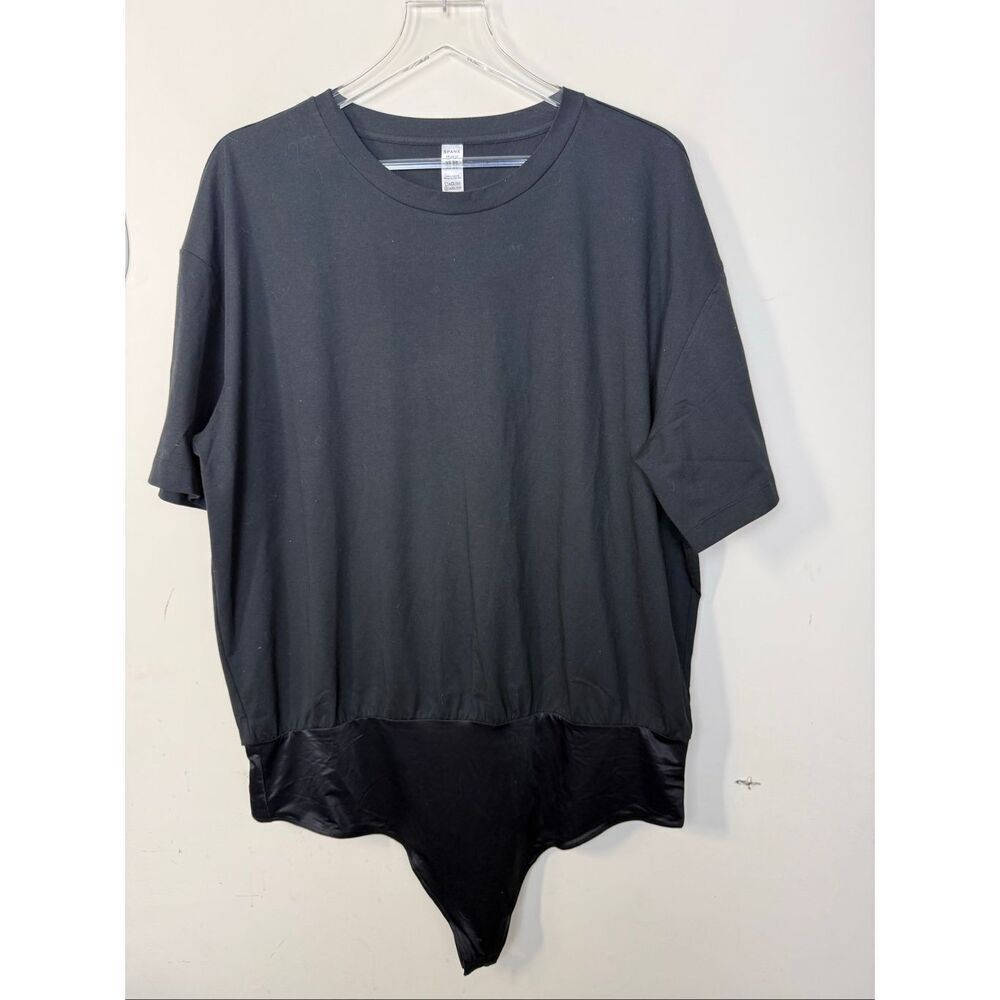 Spanx Black T Shirt Bodysuit 2X Minimalist Chic Layering Essential Capsule Wardr